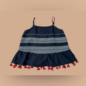 a.n.a Monochrome Top with Red tassels, crop top, size M,